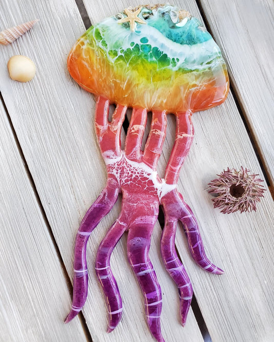 "Key West Sunset" Jellyfish with Seashells